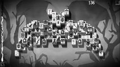 Creepy Mahjong solitaire, indie video game with dark themer by Biim Games. Bat Level.