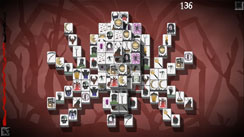 Creepy Mahjong solitaire, indie video game with dark themer by Biim Games. Spider Level.