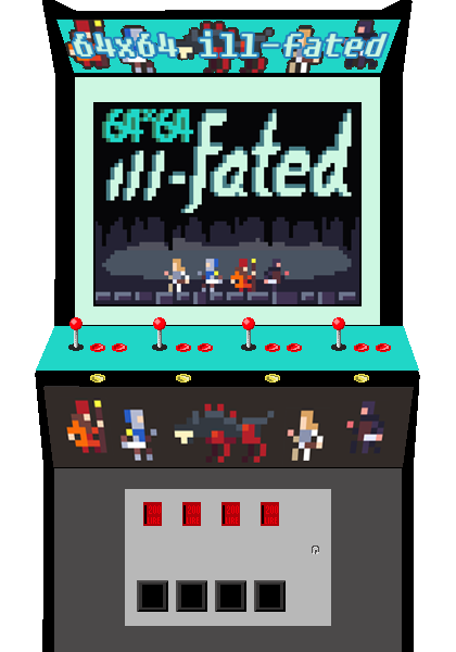 64x64 ill-fated, Pixel Art couch co-op indie video game by Biim Games. Beat 'em up 4 players.