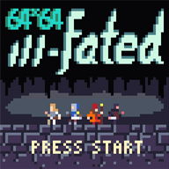 Title Screen. 64x64 ill-fated, indie video game hack and slash by Biim Games. Multiplayer.