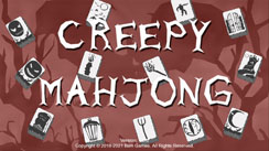 Creepy Mahjong solitaire, indie video game with dark themer by Biim Games. Title Screen.