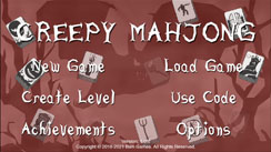 Creepy Mahjong solitaire, indie video game with dark themer by Biim Games. Title_Screen.
