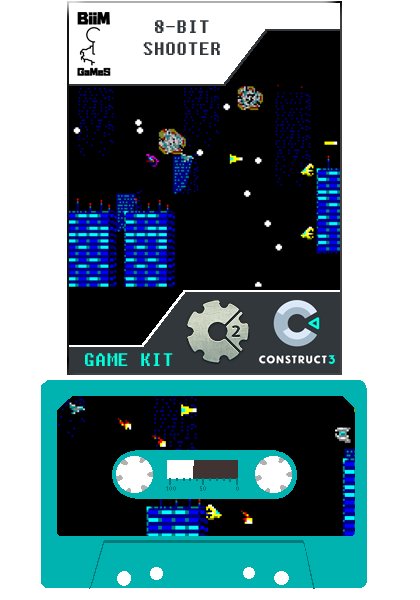 8-bit Shooter. Construct 2 & 3 Video Game Template, Pixel Art & Chiptune Sound Asset by Biim Games.